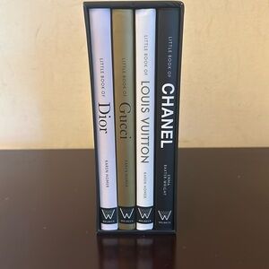 Four style hard back books in book case!